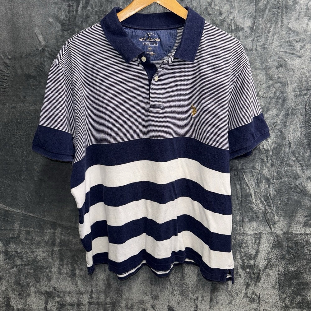 U.S Polo Men's Polo Shirt Blue Stripes XL 190